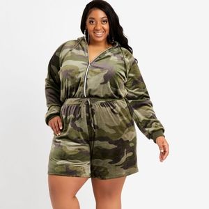 CAMO VELOUR HOODIE ROMP